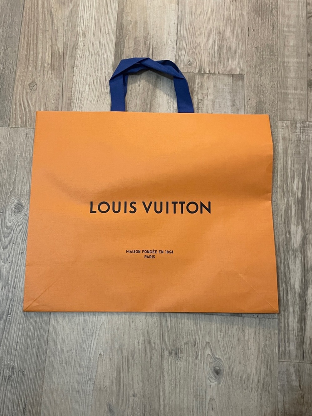 Louis Vuitton Orange Tote with Blue Handles